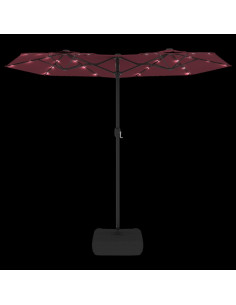 Ombrellone a Doppia Testa con LED Rosso Bordeaux 316x240 cm