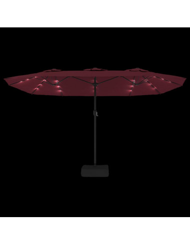 Ombrellone a Doppia Testa con LED Rosso Bordeaux 449x245 cm