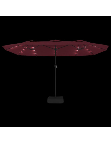 Ombrellone a Doppia Testa con LED Rosso Bordeaux 449x245 cm
