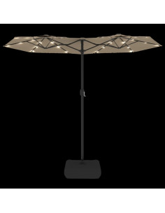 Ombrellone a Doppia Testa con LED Tortora 316x240 cm