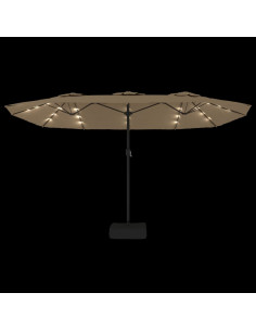 Ombrellone a Doppia Testa con LED Tortora 449x245 cm