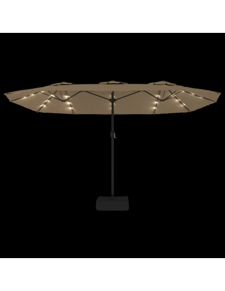 Ombrellone a Doppia Testa con LED Tortora 449x245 cm