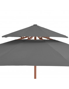 Ombrellone a Due Livelli con Palo in Legno 270 cm Antracite
