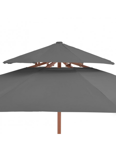 Ombrellone a Due Livelli con Palo in Legno 270 cm Antracite