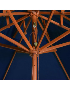 Ombrellone a Due Livelli con Palo in Legno 270 cm Blu