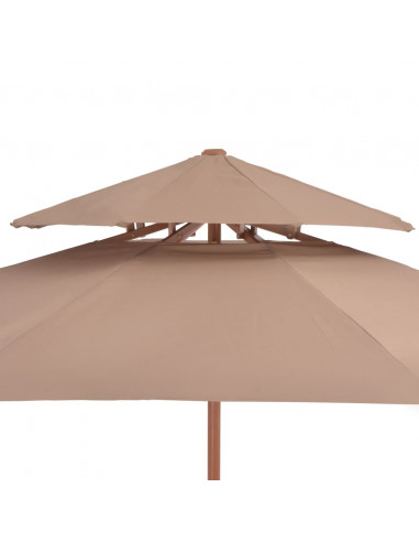 Ombrellone a Due Livelli con Palo in Legno 270 cm Grigio Talpa