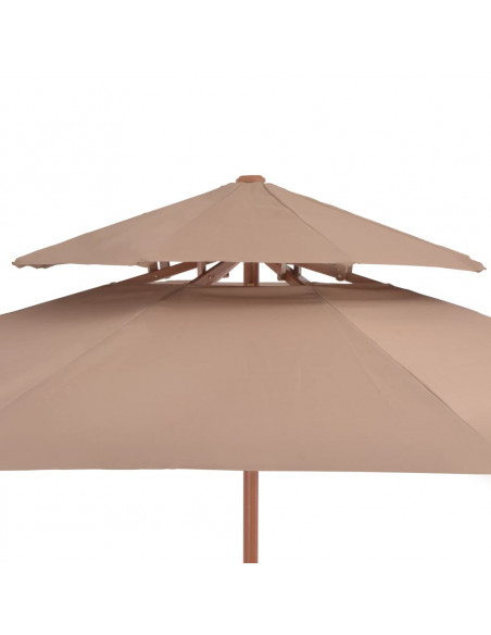 Ombrellone a Due Livelli con Palo in Legno 270 cm Grigio Talpa