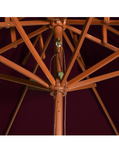 Ombrellone a Due Livelli con Palo in Legno 270 cm Rosso Bordò