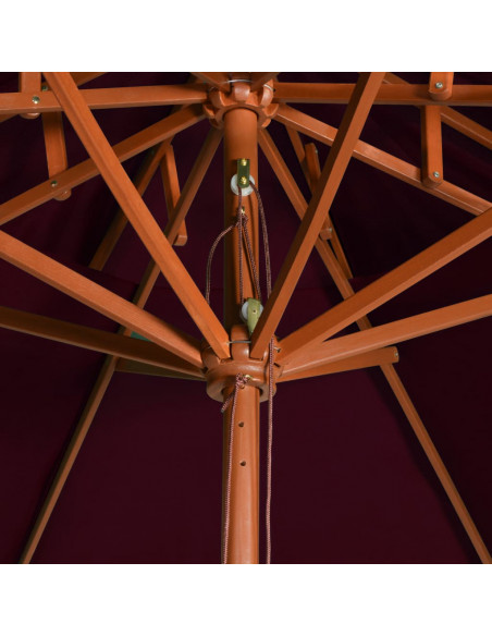 Ombrellone a Due Livelli con Palo in Legno 270 cm Rosso Bordò