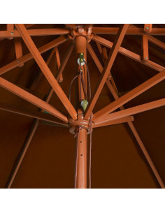 Ombrellone a Due Livelli con Palo in Legno 270 cm Terracotta