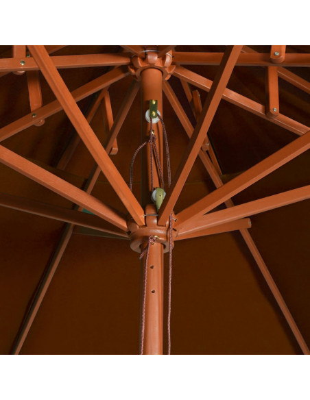 Ombrellone a Due Livelli con Palo in Legno 270 cm Terracotta