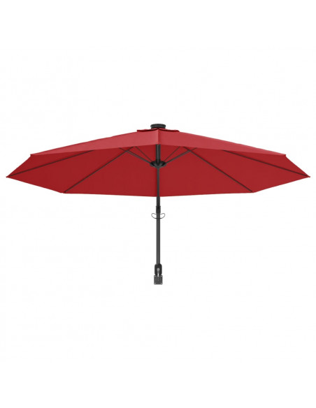 Ombrellone a Parete con LED Rosso Chiaro 290 cm