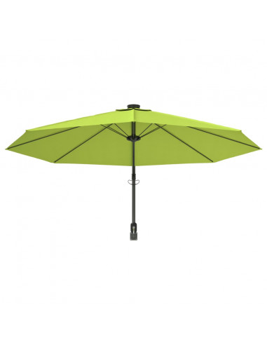 Ombrellone a Parete con LED Verde Mela 290 cm