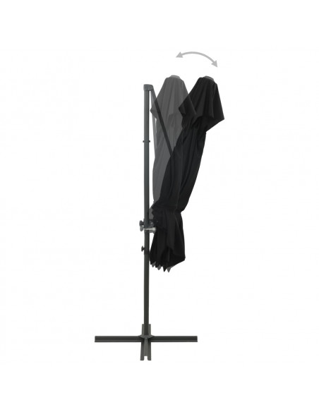 Ombrellone a Sbalzo con Doppia Copertura 250x250 cm Nero