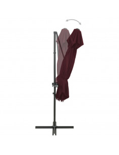 Ombrellone a Sbalzo con Doppia Copertura 250x250 cm Rosso Bordò