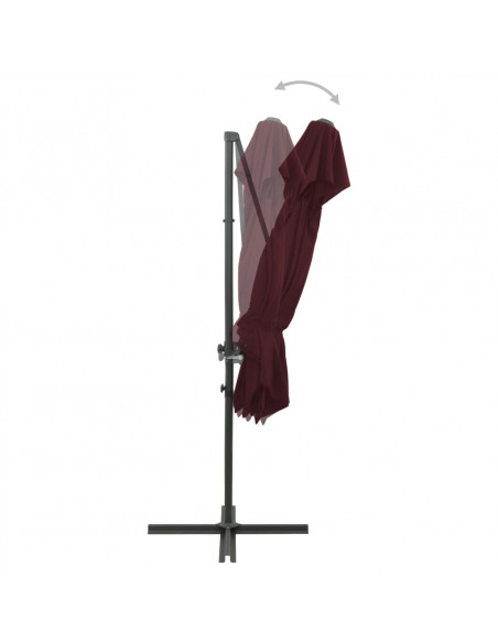 Ombrellone a Sbalzo con Doppia Copertura 250x250 cm Rosso Bordò