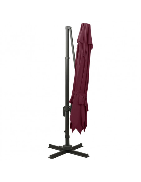 Ombrellone a Sbalzo con Doppia Copertura 300x300 cm Rosso Bordò