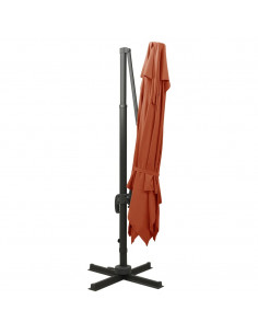 Ombrellone a Sbalzo con Doppia Copertura 300x300 cm Terracotta