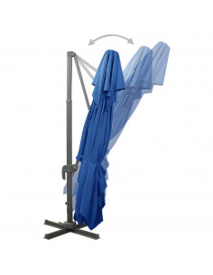 Ombrellone a Sbalzo con Doppia Copertura 400x300 cm Azzurro