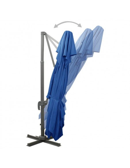 Ombrellone a Sbalzo con Doppia Copertura 400x300 cm Azzurro