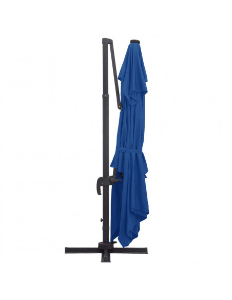 Ombrellone a Sbalzo con LED e Palo Alluminio 400x300 cm Azzurro