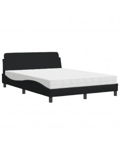 Letto con Materasso Nero 140x190 cm in Tessuto 2