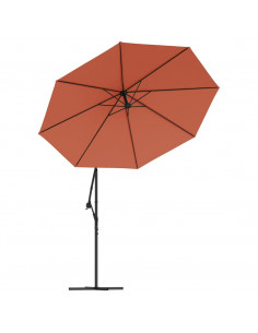 Ombrellone a Sbalzo con LED e Palo in Acciaio Terracotta