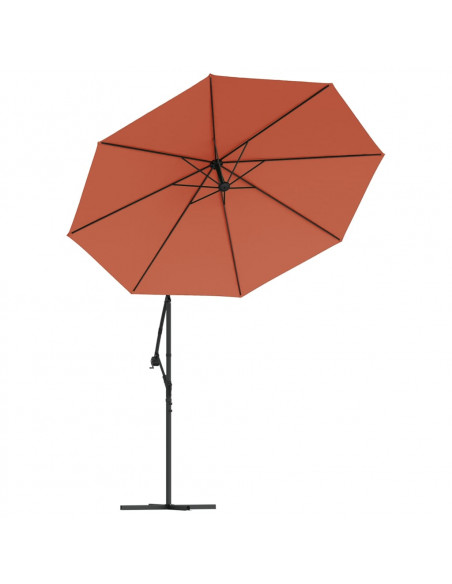 Ombrellone a Sbalzo con LED e Palo in Acciaio Terracotta