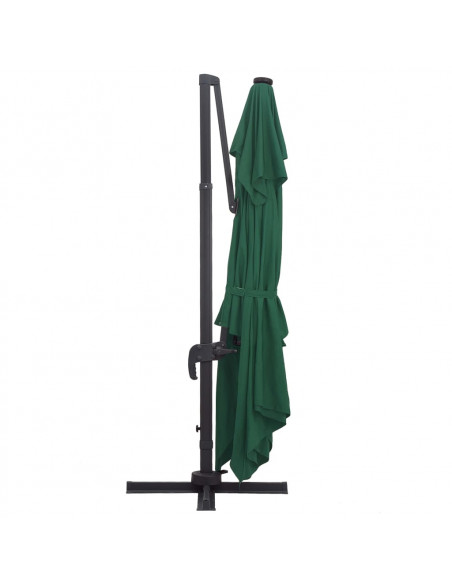 Ombrellone a Sbalzo con LED Palo in Alluminio 400x300 cm Verde
