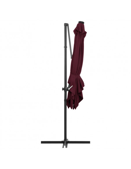 Ombrellone a Sbalzo con LED Rosso Bordò 250x250 cm