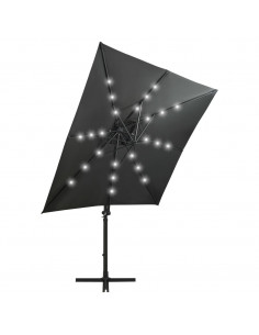 Ombrellone a Sbalzo con Palo e Luci a LED Antracite 250 cm