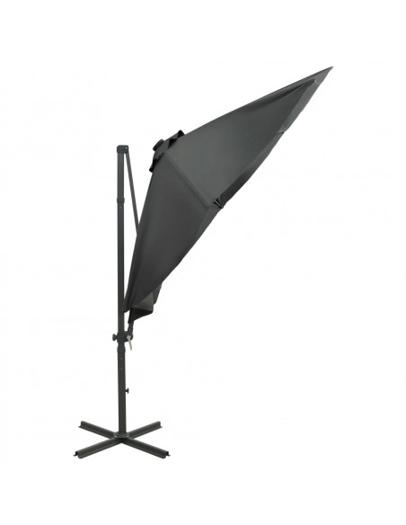 Ombrellone a Sbalzo con Palo e Luci a LED Antracite 300 cm