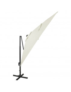 Ombrellone a Sbalzo con Palo e Luci a LED Sabbia 300 cm