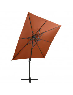 Ombrellone a Sbalzo con Palo e Luci a LED Terracotta 250 cm