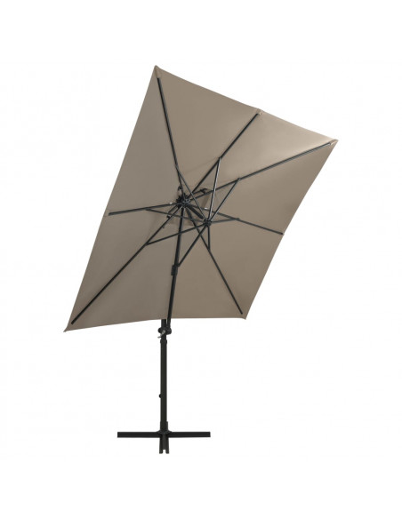 Ombrellone a Sbalzo con Palo e Luci a LED Tortora 250 cm