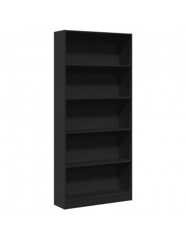 Libreria Nera 80x24x176 cm in Legno Multistrato