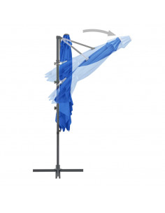Ombrellone a Sbalzo con Palo in Acciaio 250x250 cm Azzurro