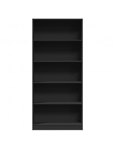 Libreria Nera 80x24x176 cm in Legno Multistrato