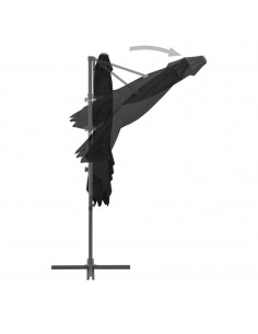 Ombrellone a Sbalzo con Palo in Acciaio 250x250 cm Nero