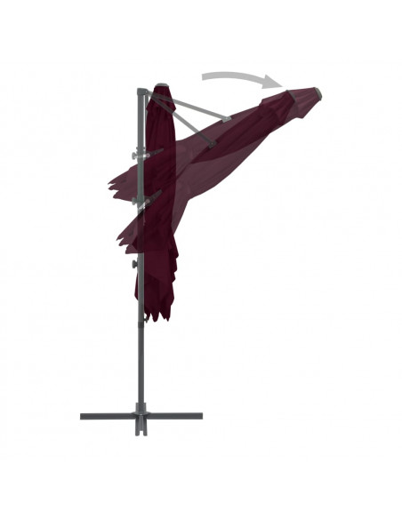 Ombrellone a Sbalzo con Palo in Acciaio 250x250 cm Rosso Bordò