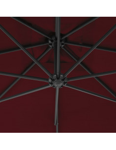 Ombrellone a Sbalzo con Palo in Acciaio 250x250 cm Rosso Vino