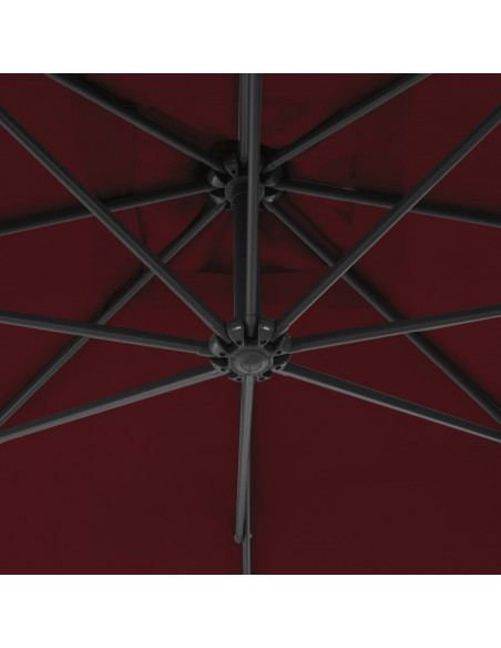 Ombrellone a Sbalzo con Palo in Acciaio 250x250 cm Rosso Vino
