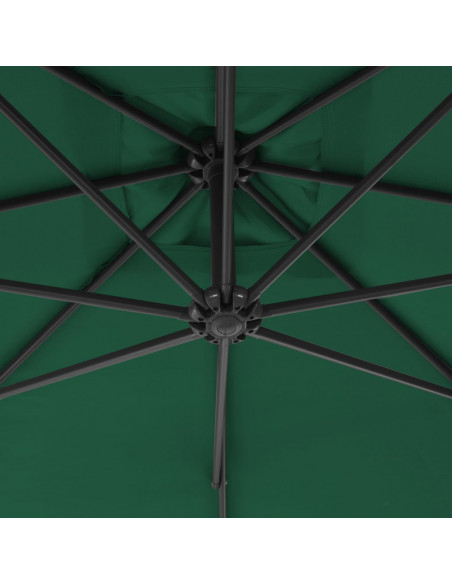 Ombrellone a Sbalzo con Palo in Acciaio 250x250 cm Verde