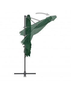 Ombrellone a Sbalzo con Palo in Acciaio 250x250 cm Verde
