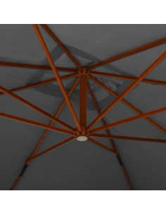 Ombrellone a Sbalzo con Palo in Legno 400x300 cm Antracite