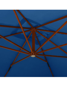 Ombrellone a Sbalzo con Palo in Legno 400x300 cm Azzurro