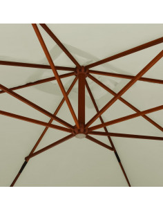 Ombrellone a Sbalzo con Palo in Legno 400x300 cm Bianco Sabbia