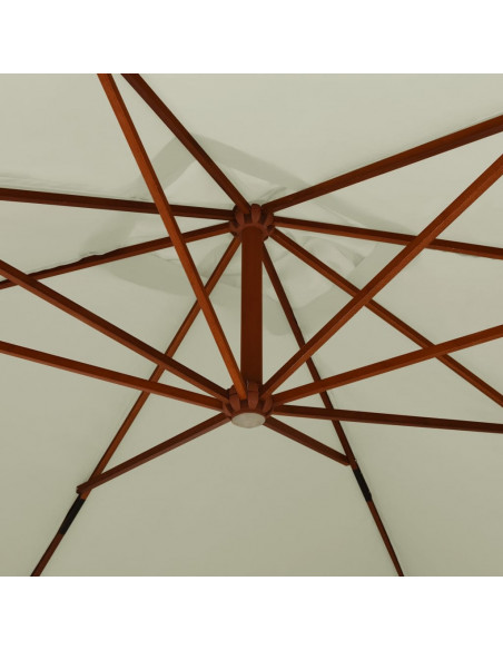 Ombrellone a Sbalzo con Palo in Legno 400x300 cm Bianco Sabbia