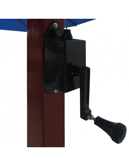 Ombrellone a Sbalzo con Palo in Legno 400x300 cm Blu