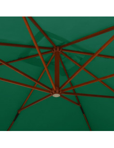 Ombrellone a Sbalzo con Palo in Legno 400x300 cm Verde